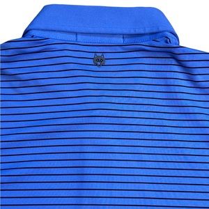 Greyson Shirt Mens Large Blue Polo Short Sleeve Striped Pattern Golf EUC!